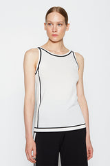 WHITE TWO-TONE DETAIL SLEEVELESS SWEATER