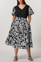 CARTA WIDE FLORAL PRINT COTTON SKIRT