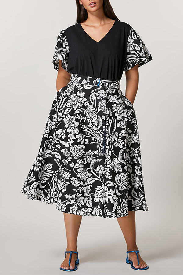 CARTA WIDE FLORAL PRINT COTTON SKIRT