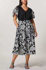 CARTA WIDE FLORAL PRINT COTTON SKIRT