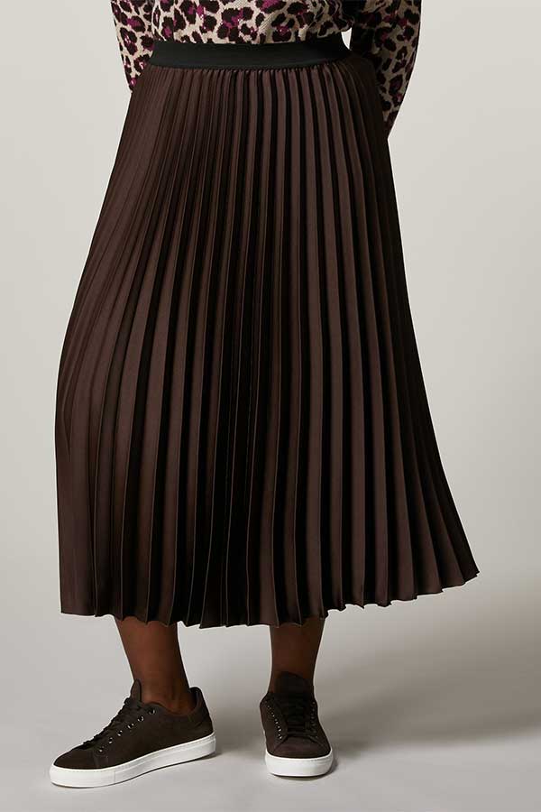 CILE PLEATED SATIN SKIRT