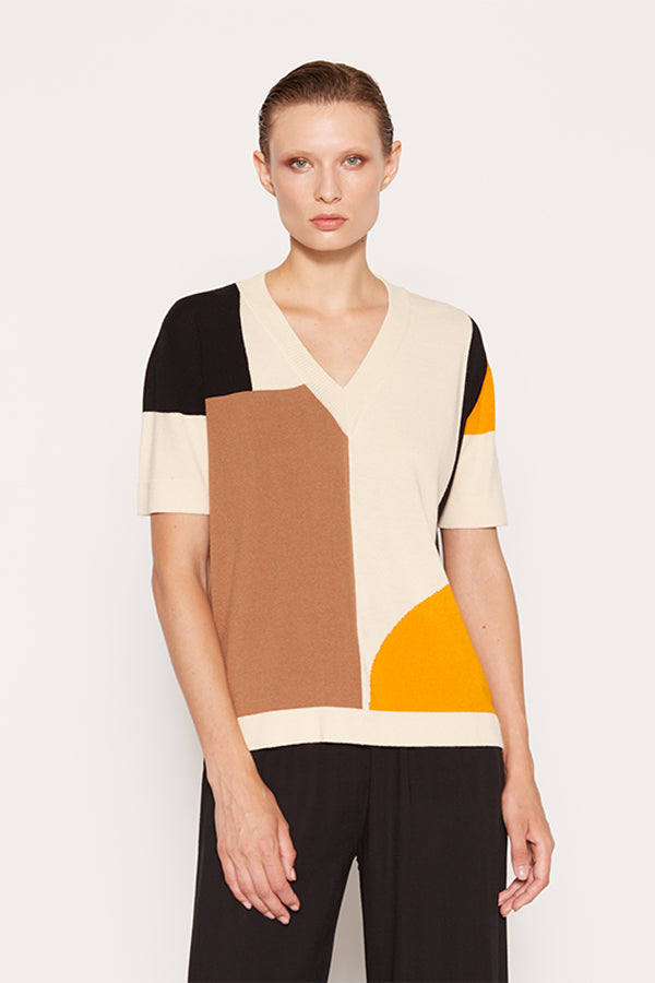 ABSTRACT INTARSIA OVERSIZED SWEATER