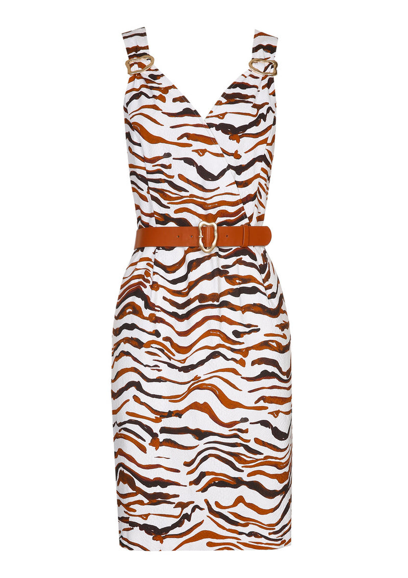 FITTED PRINTED SLEEVELESS DRESS