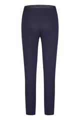 NAVY CONTRASTING ELASTIC WAISTBAND BASIC TROUSER