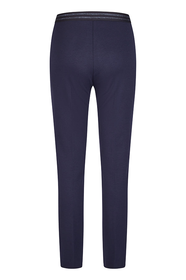 NAVY CONTRASTING ELASTIC WAISTBAND BASIC TROUSER