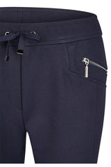 NAVY ZIPPED POCKETS DRAWSTRING BASIC TROUSER