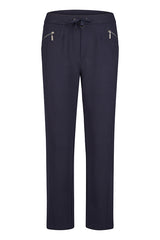 NAVY ZIPPED POCKETS DRAWSTRING BASIC TROUSER