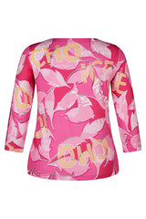 MAGENTA FLORAL PRINT LONG SLEEVE T-SHIRT