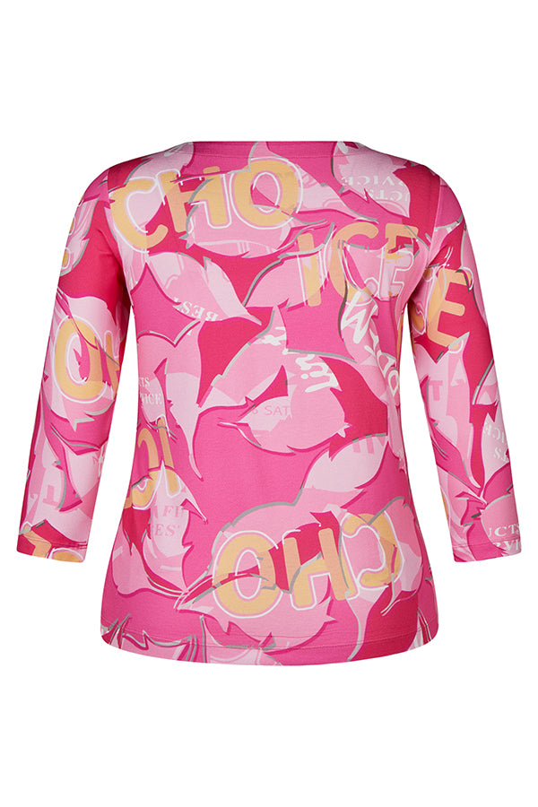 MAGENTA FLORAL PRINT LONG SLEEVE T-SHIRT