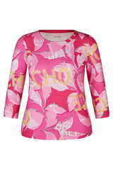 MAGENTA FLORAL PRINT LONG SLEEVE T-SHIRT