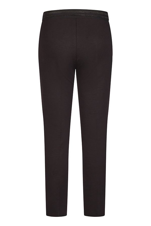 BLACK CONTRASTING ELASTIC WAISTBAND BASIC TROUSER