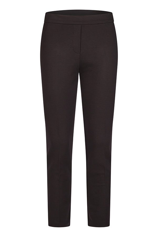 BLACK CONTRASTING ELASTIC WAISTBAND BASIC TROUSER