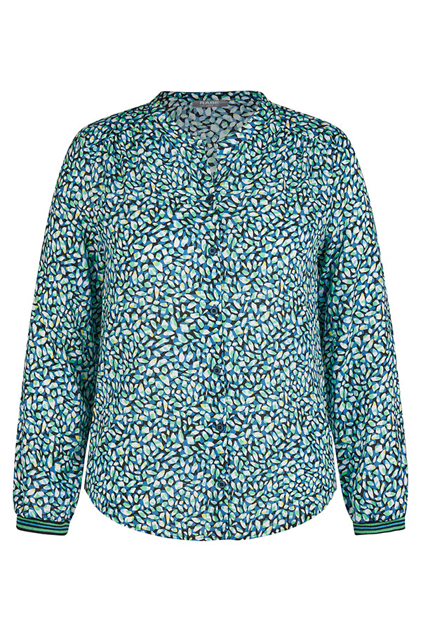 NAVY GREEN PRINT BLOUSE