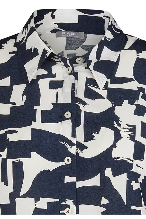 DARK NAVY ABSTRACT PRINT BLOUSE