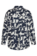 DARK NAVY ABSTRACT PRINT BLOUSE