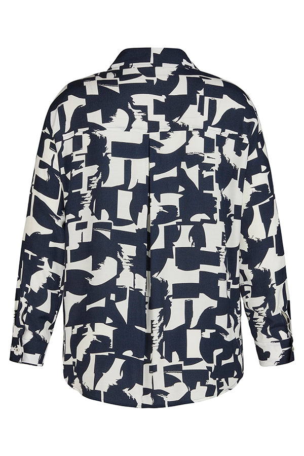 DARK NAVY ABSTRACT PRINT BLOUSE