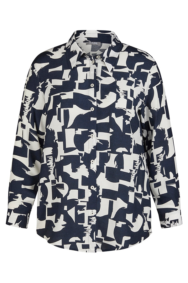 DARK NAVY ABSTRACT PRINT BLOUSE