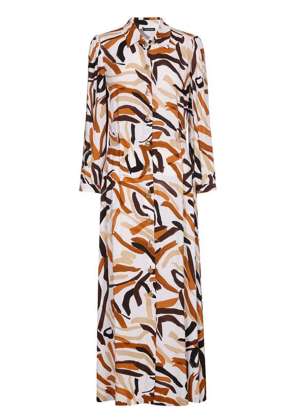 FLOWING MIDI PRINTED VISCOSE DRESS