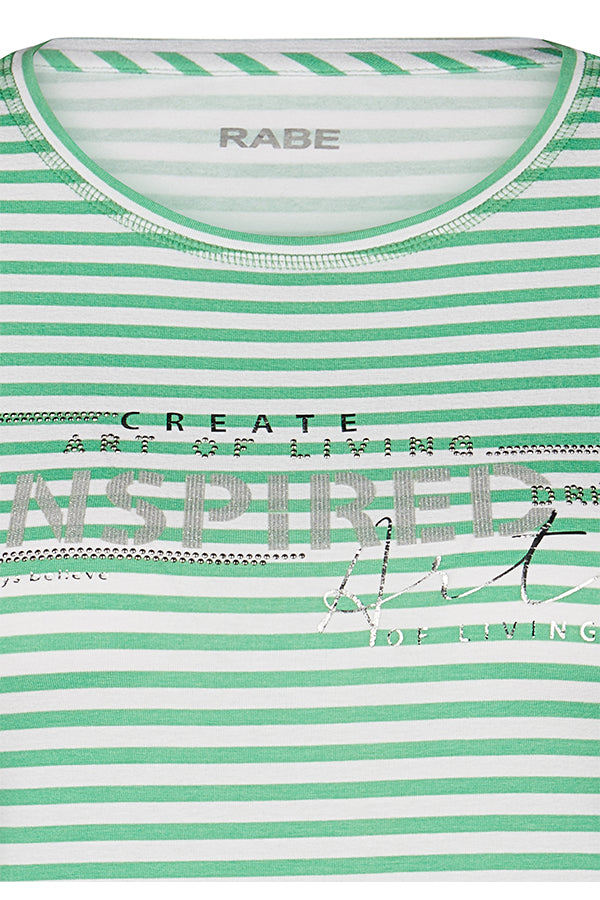 "ART OF LIVING" GREEN STRIPED T-SHIRT