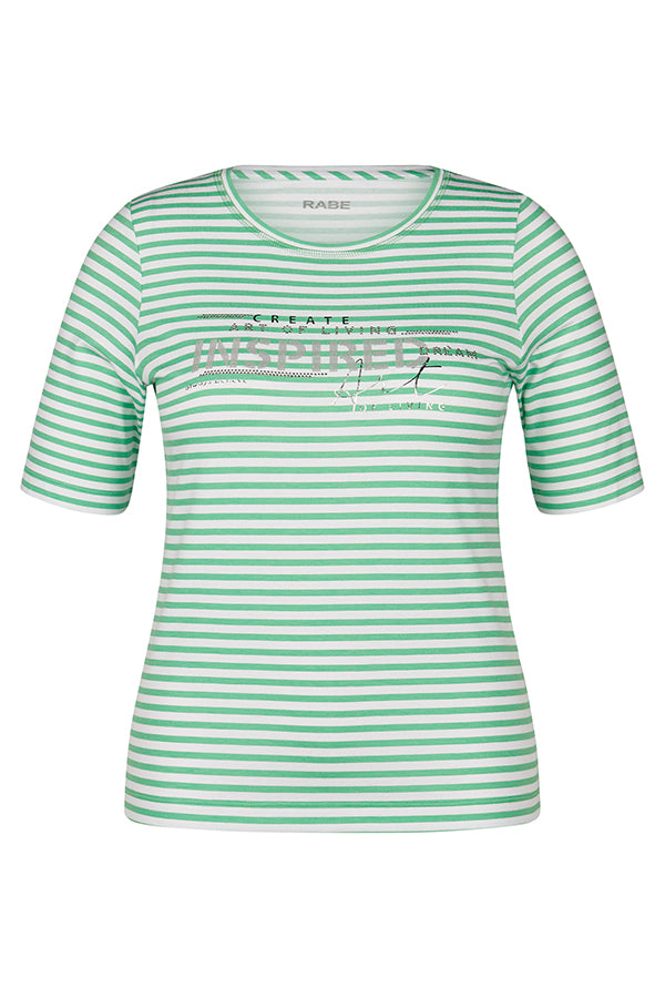 "ART OF LIVING" GREEN STRIPED T-SHIRT