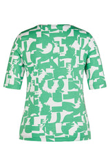 GREEN ABSTRACT PRINT SHORT SLEEVE T-SHIRT