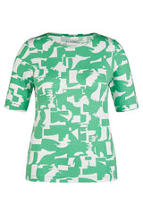 GREEN ABSTRACT PRINT SHORT SLEEVE T-SHIRT