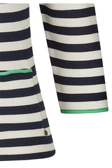 GREEN TRIM NAVY STRIPED SWEATER