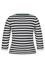 GREEN TRIM NAVY STRIPED SWEATER