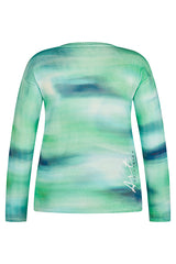 GREEN GRADIENT WAVY PRINT SWEATER