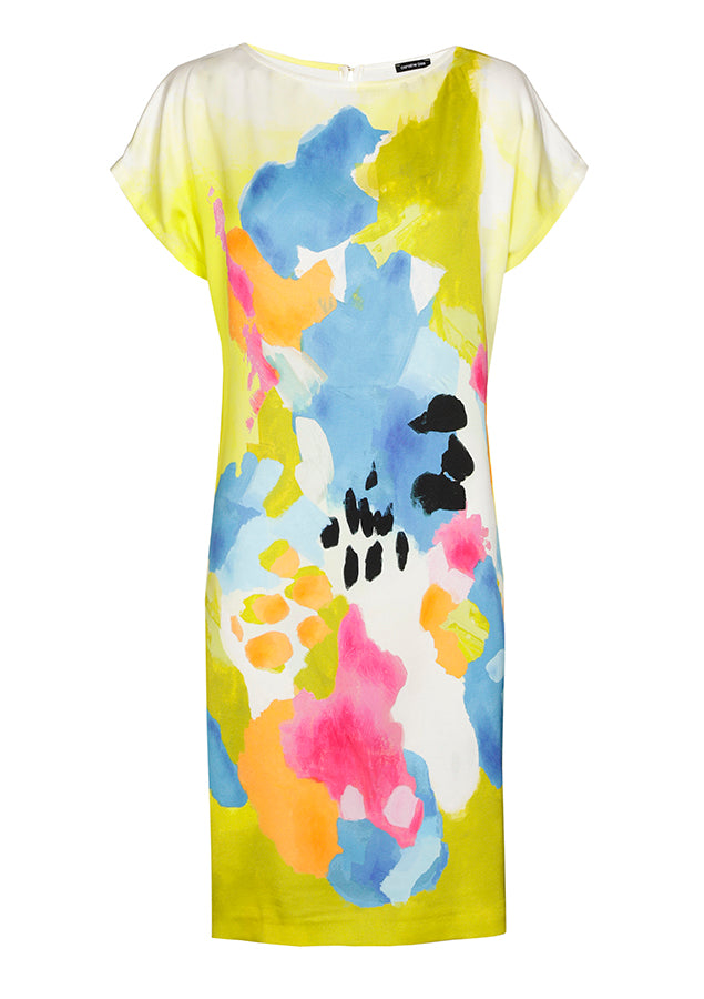 YELLOW WATERCOLOR PRINT DRESS