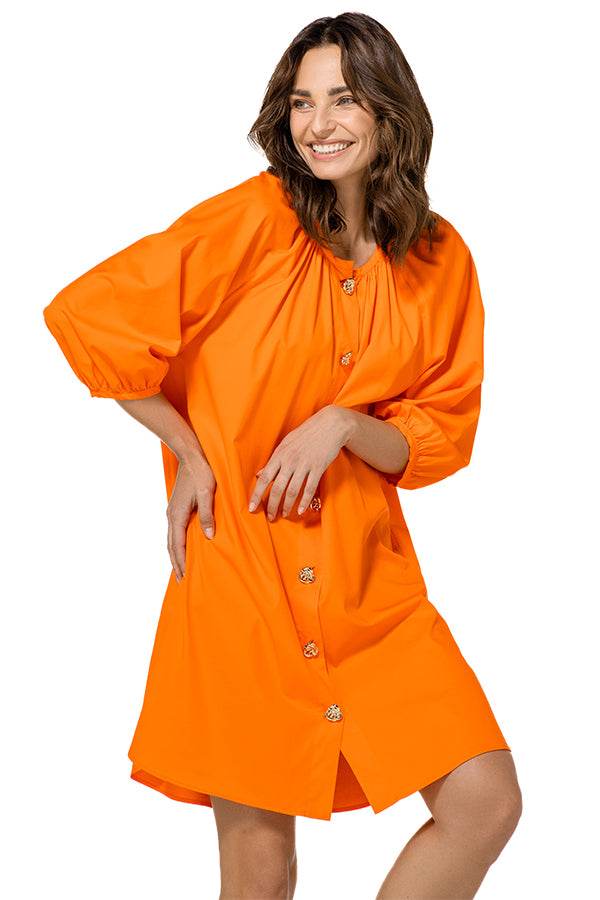 ORANGE LOOSE STRETCH DRESS