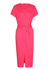 FUCHSIA STRAIGHT STRETCH COTTON DRESS