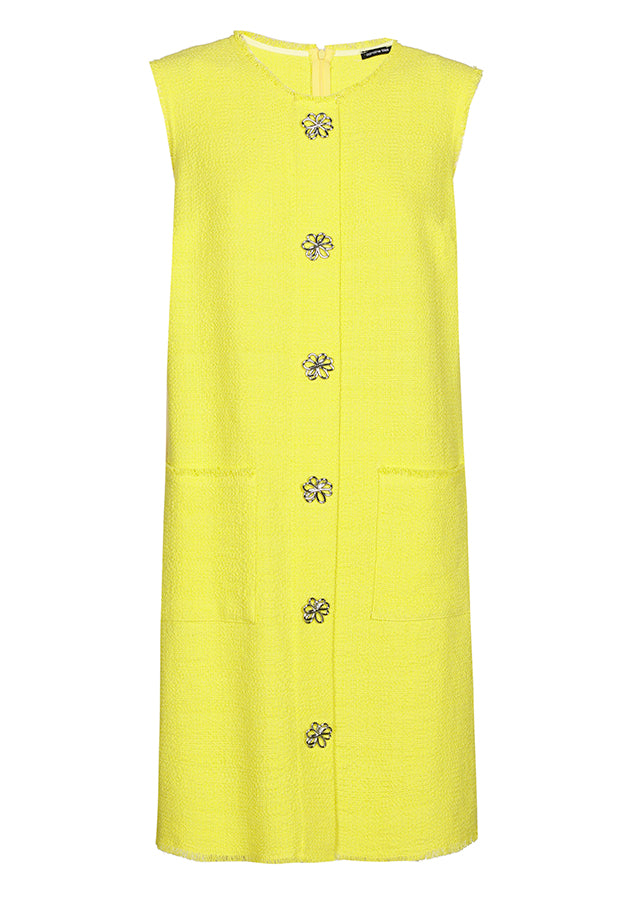 YELLOW BOUCLETTE SLEEVELESS DRESS