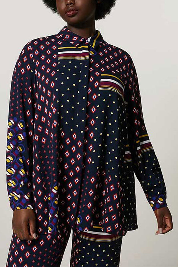 FAMA GEOMETRIC PRINT CADY SHIRT