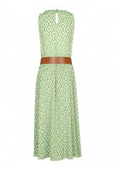 LIME GREEN PRINTED FLOWING DRESS