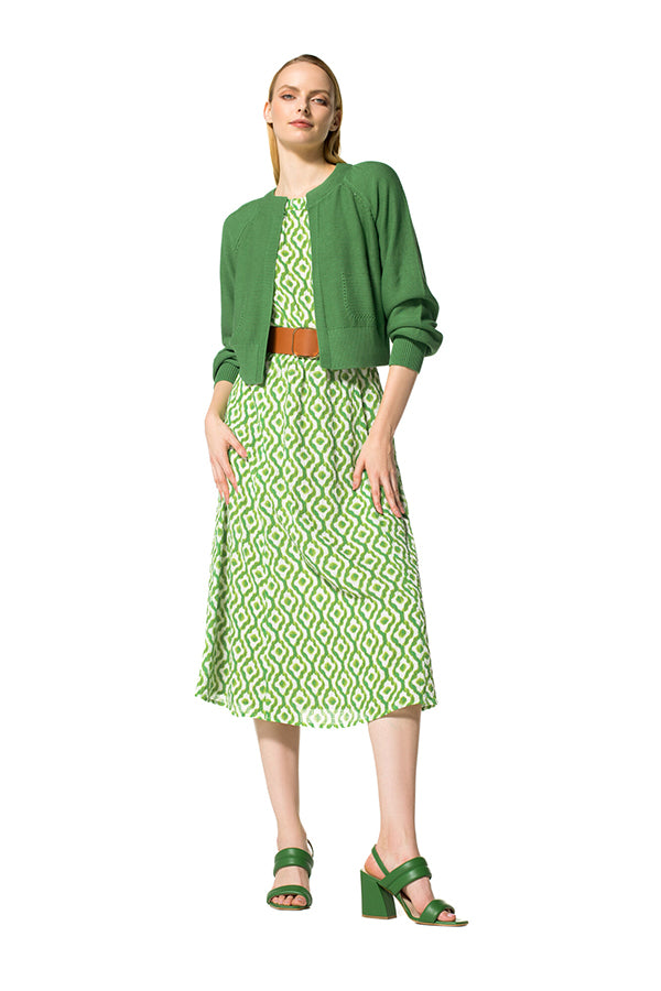 LIME GREEN PRINTED FLOWING DRESS