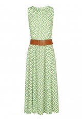 LIME GREEN PRINTED FLOWING DRESS