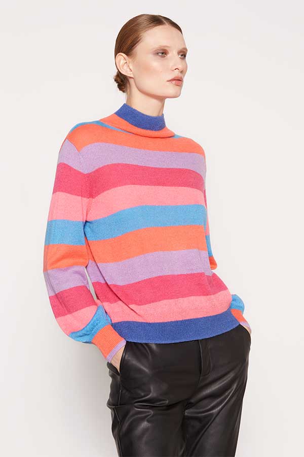 MULTICOLOR STRIPED TURTLENECK SWEATER