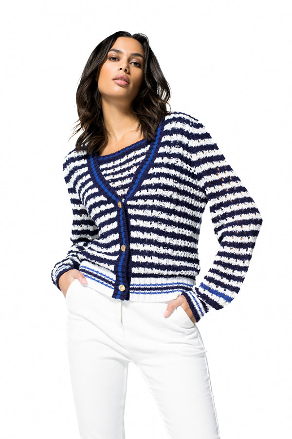 STRIPED TRICOLOR CARDIGAN