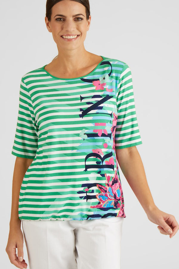 GREEN STRIPED T-SHIRT