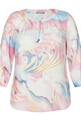 BLUE PINK WATERCOLOR BLOUSE