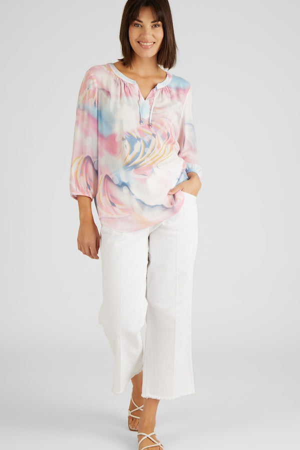 BLUE PINK WATERCOLOR BLOUSE