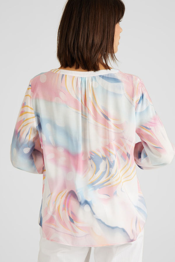 BLUE PINK WATERCOLOR BLOUSE