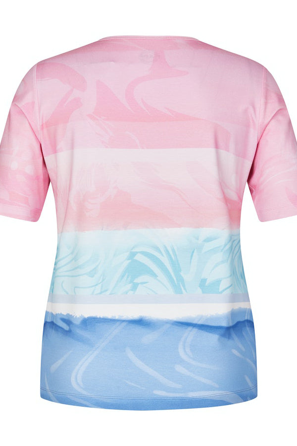 BLUE PINK GRADIENT STRIPE T-SHIRT