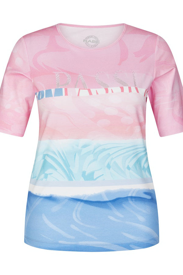 BLUE PINK GRADIENT STRIPE T-SHIRT