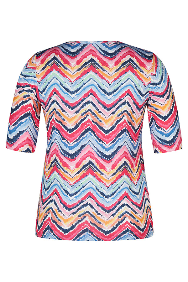 MAGENTA ZIGZAG PRINT T-SHIRT