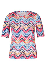 MAGENTA ZIGZAG PRINT T-SHIRT