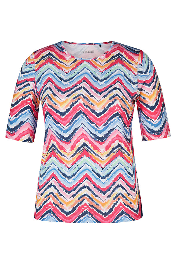 MAGENTA ZIGZAG PRINT T-SHIRT