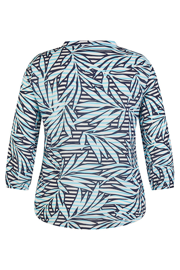 AQUABLUE STRIPED LEAF PRINT BLOUSE