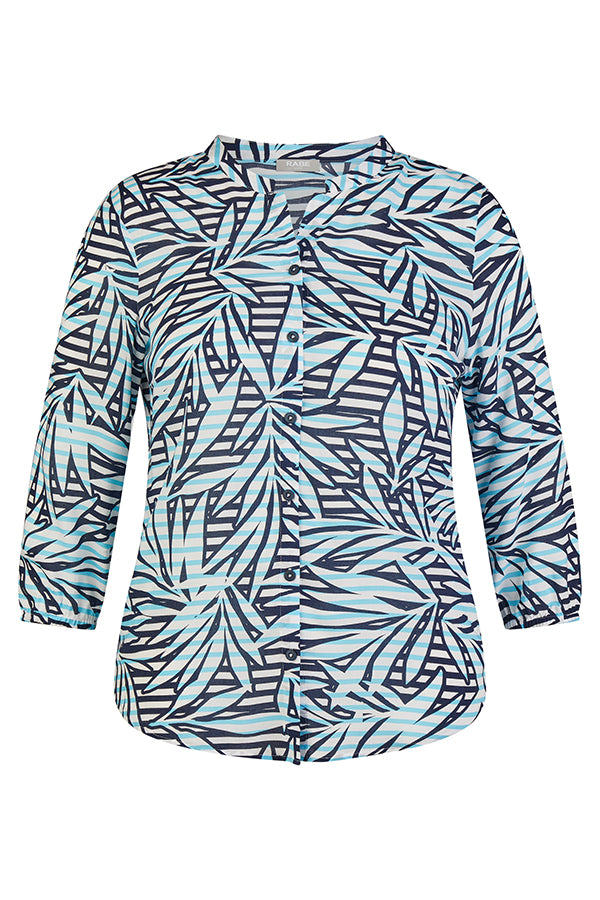 AQUABLUE STRIPED LEAF PRINT BLOUSE